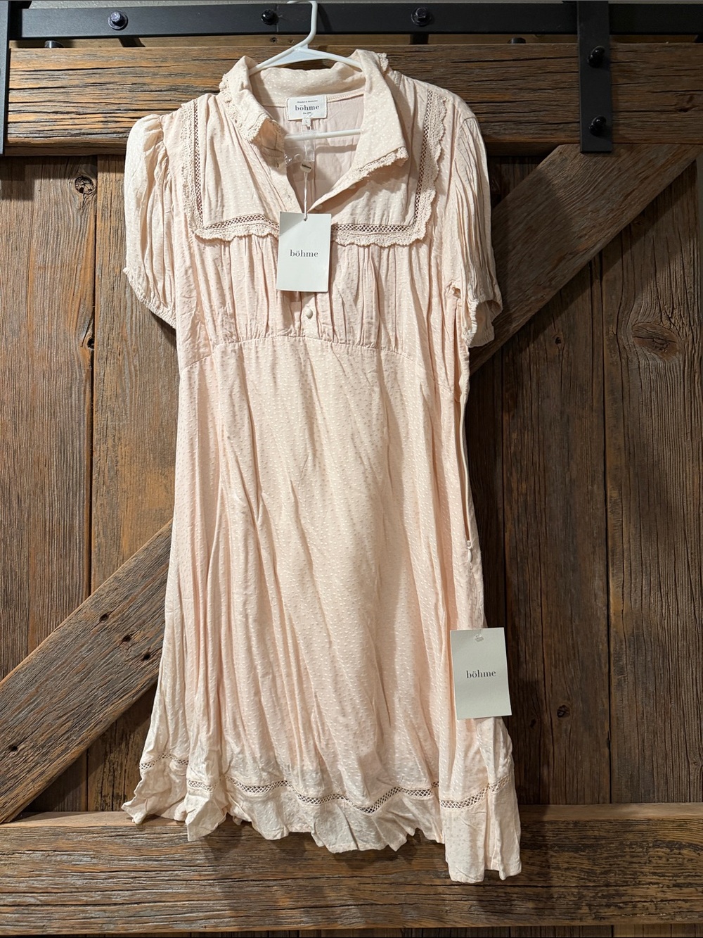 bohme women's Pale Blush Cotton Puff-Sleeve Dress